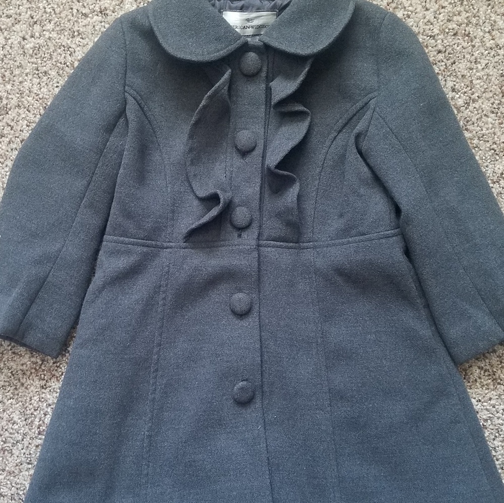 Insulated Grey Flannel Pea Coat
